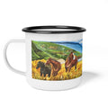 Enamel Camp Cup — Scenic Wild Horses Mountain Landscape Mug