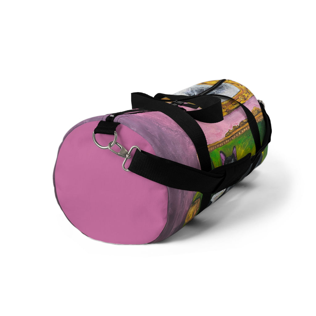 Black Cat Lounge Duffel Bag — Artistic Pet Portrait Gym Weekender