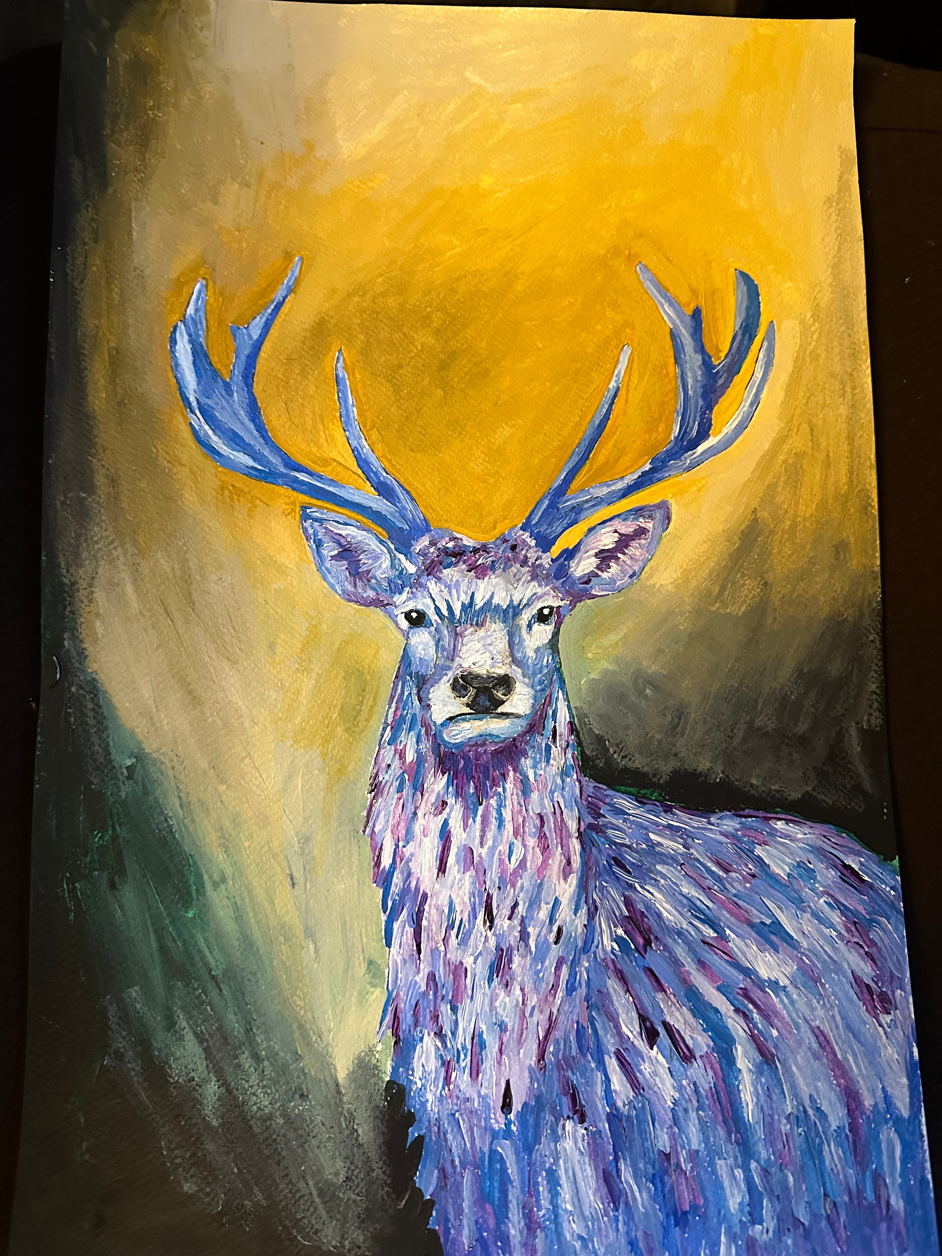 Blue Deer in acrylic