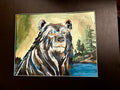 black bear at the lake in acrylic