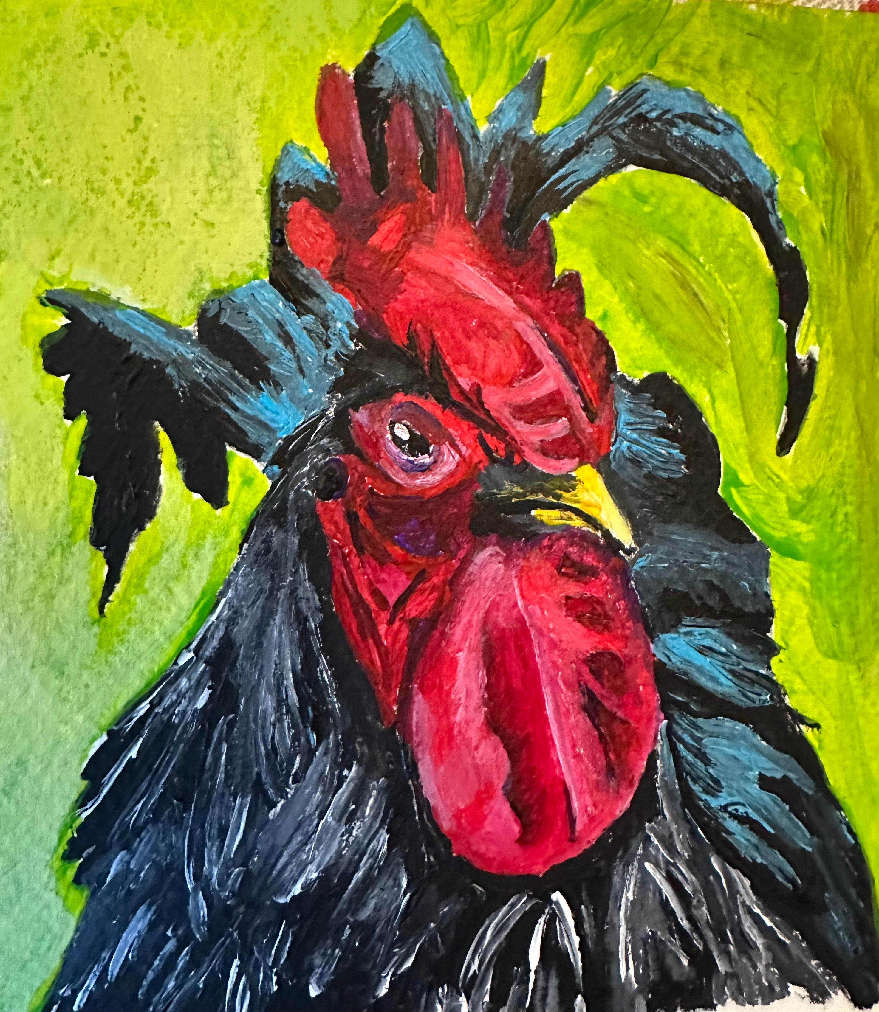 Rooster in acrylic