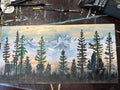 Mountains on wood